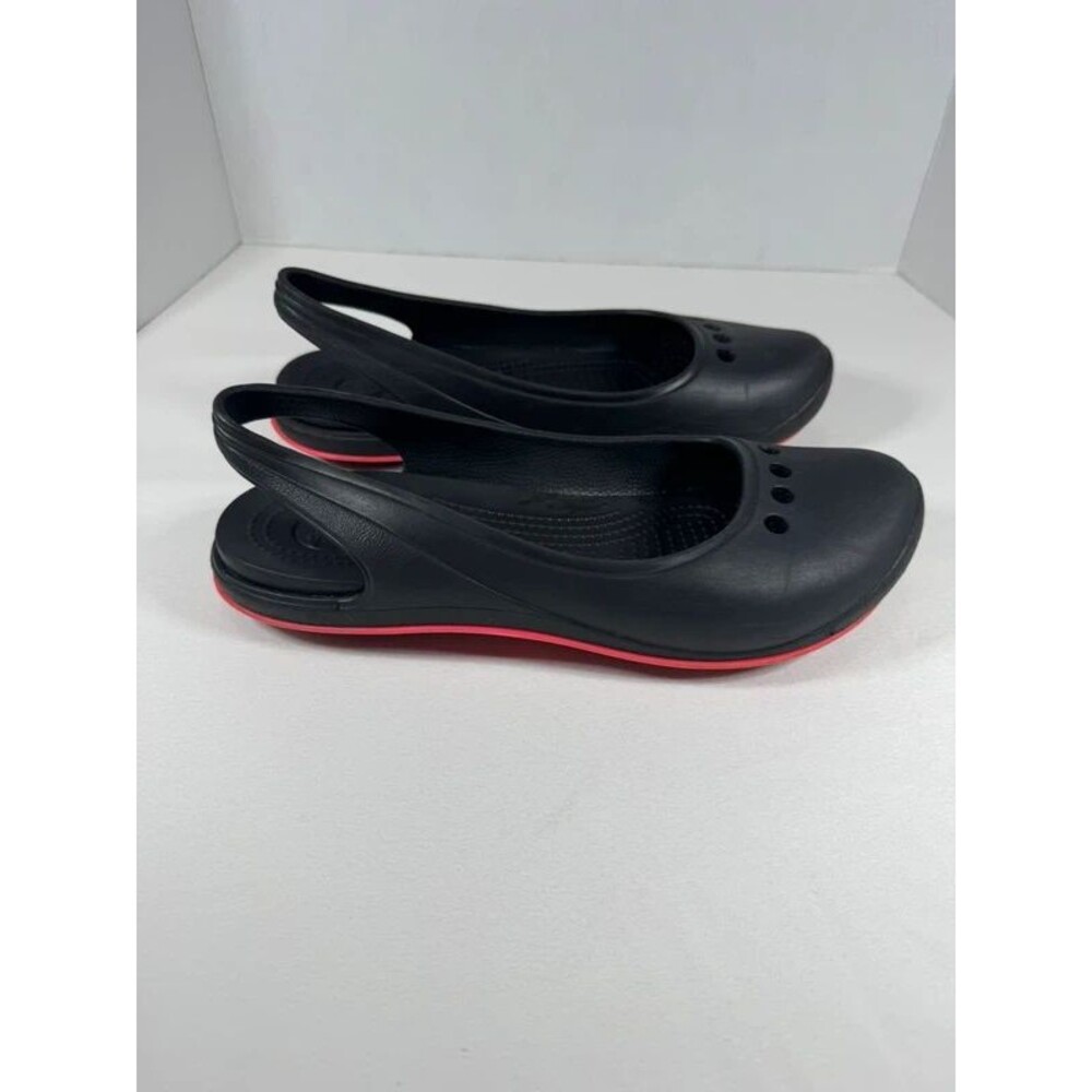 Crocs Kadee Comfort Ballet Flats Black Bright Pink Cutouts Size Women’s 10